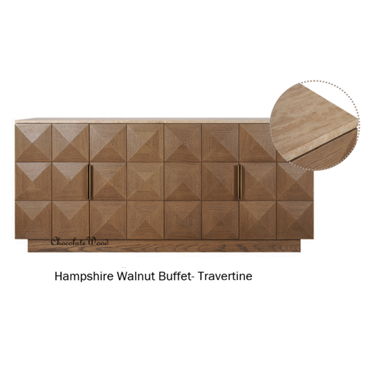 HAMPSHIRE TRAVERTINE/WALNUT 4-DOOR BUFFET/SIDEBOARD
