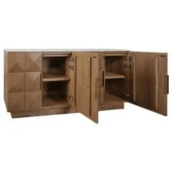 HAMPSHIRE RIVER BROWN MARBLE TOP/WALNUT 4-DOOR BUFFET/SIDEBOARD -