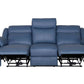 BARRON GENUINE MURANO LEATHER 3-SEATER  RECLINER SOFA W/USB PORT  MARINE BLUE