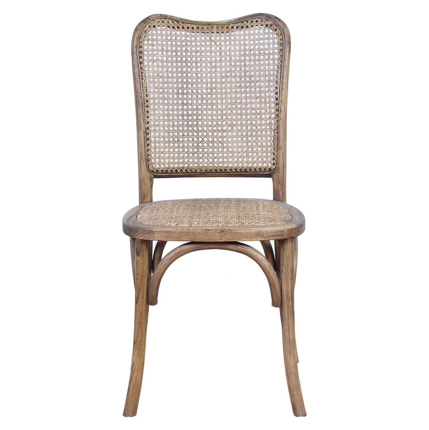DUMAS SOLID OAK & RATTAN ARCHED BACK DINING CHAIR NATURAL