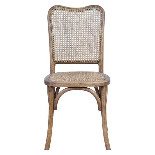 DUMAS SOLID OAK & RATTAN ARCHED BACK DINING CHAIR NATURAL