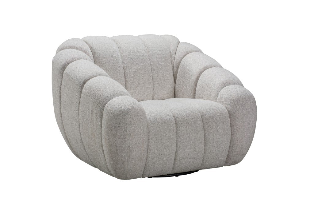 BRIELLE FABRIC ARMCHAIR 1 SINGLE SOFA WITH 360 DEGREE SWIVEL BEIGE