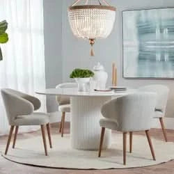 AUBERT NATURAL OAK LEG DINING CHAIR WITH NATURAL LINEN