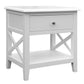 LUGANO HAMPTONS STYLE ACACIA BEDSIDE TABLE 1 DRAWER WHITE