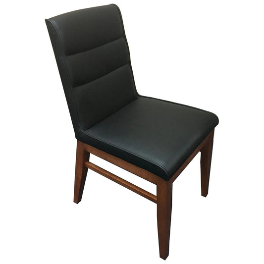 MORROW LEATHER DINING CHAIR BLACK/BLACKWOOD