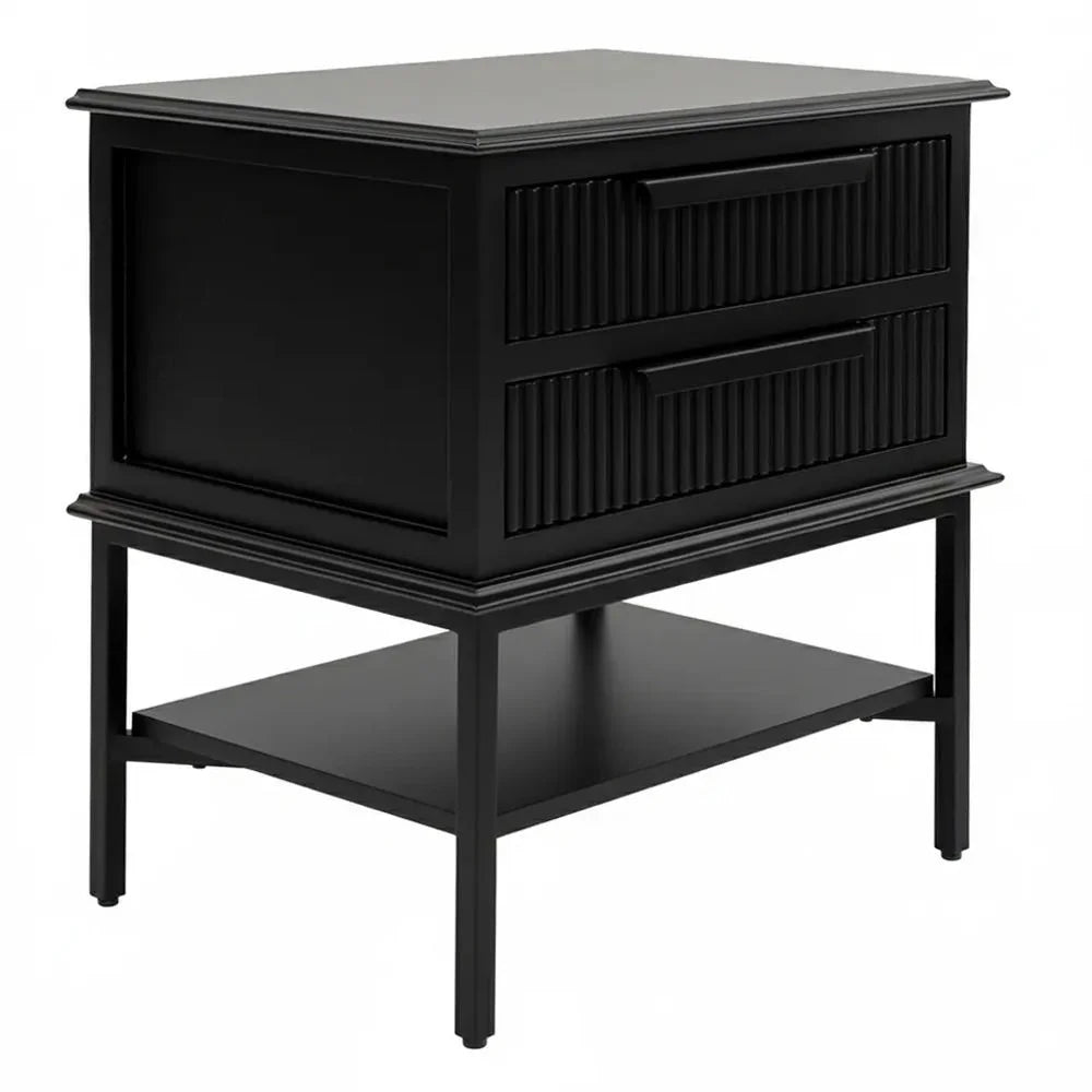 MORETTI 2-DRAWER BEDSIDE TABLE SATIN BLACK SMALL