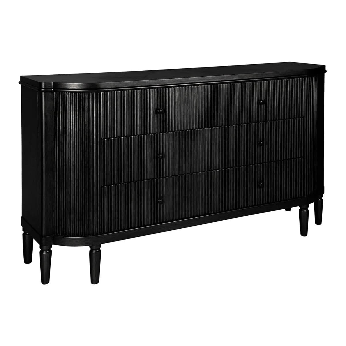 DIANNA MARBLE ART DECO 6 DRAWER CHEST OF DRAWERS ACCENT CHEST BLACK