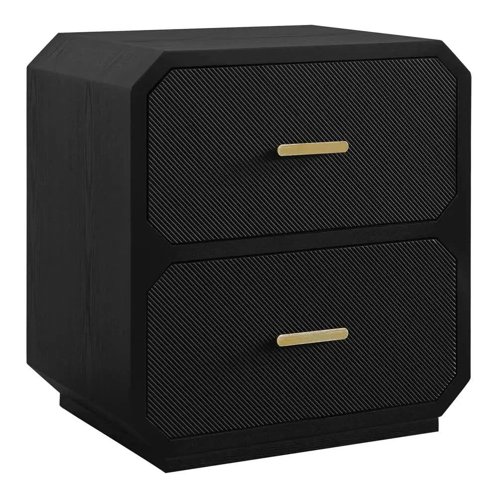 DELGARDO HAMPTON STYLE 2-DRAWER BEDSIDE TABLE BLACK