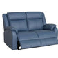 BARRON GENUINE MURANO LEATHER 2-SEATER  RECLINER SOFA W/USB PORT  MARINE BLUE
