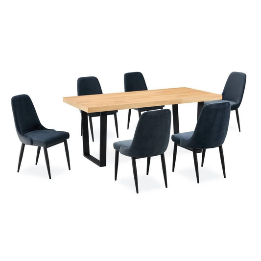 MAYZI ELM VENEER MEDIUM DINING TABLE NATURAL/BLACK LEGS - MyChocolateWood