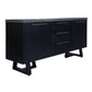 ANTHEA 2-TONE CONCRETE & ACACIA BUFFET SIDEBOARD 3 DRAWERS 2 DOORS GREY TOP BLACK LEGS