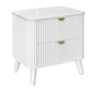 SEVERIN SOLID & VENEER MALAYSIAN HARDWOOD 2-DRAWER BEDSIDE TABLE WHITE