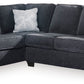 ASTOR LHF CHENILLE CHAISE WITH  SOFA BED SLATE COLOUR