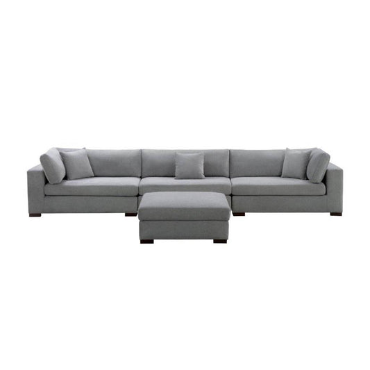 CARLSON LOUNGE - FABRIC 5-SEATER WITH STORAGE OTTOMAN GREY - MyChocolateWood