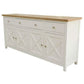 CHRISTA HAMPTON SOLID ACACIA 4-DOOR 3 DRAWER BUFFET SIDEBOARD LIGHT OAK TOP/  WHITE BASE