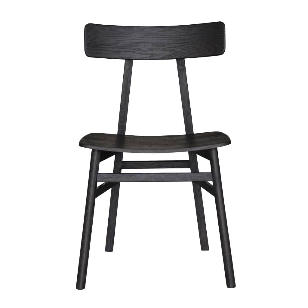 MEDRANO OAK DINING CHAIR TIMBER SEAT SANDBLASTED BLACK 49X50.6X80CM