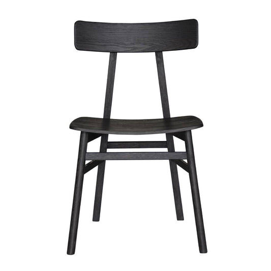 MEDRANO OAK DINING CHAIR TIMBER SEAT SANDBLASTED BLACK 49X50.6X80CM