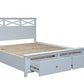 LUGANO HAMPTONS STYLE ACACIA DOUBLE BED WITH 2-DRAWER STORAGE WHITE