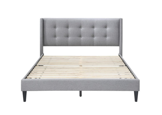 LAING FABRIC DOUBLE BED BASE IN MID GREY