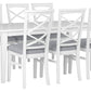 LUGANO HAMPTONS STYLE ACACIA 7 PIECE DINING SET DINING TABLE 180CM + 6 FABRIC SEAT DINING CHAIRS
