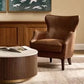 ANSEL DARK BROWN ARMCHAIR TOP GRAIN COW LEATHER