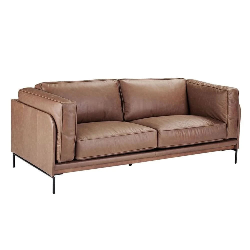 DAVIEN DARK BROWN 2.5 SEATER SOFA TOP GRAIN COW LEATHER