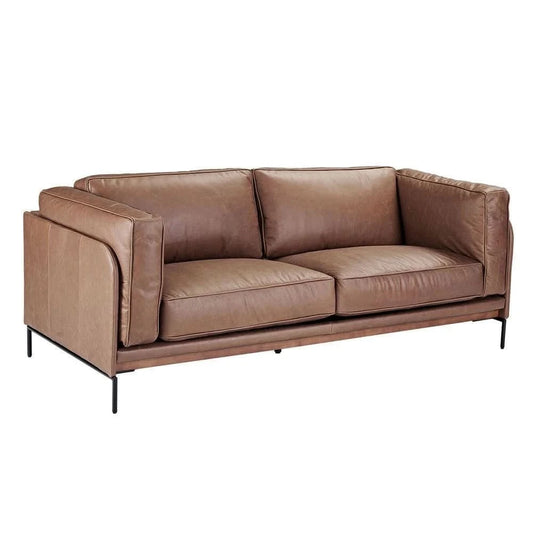 DAVIEN DARK BROWN 2.5 SEATER SOFA TOP GRAIN COW LEATHER
