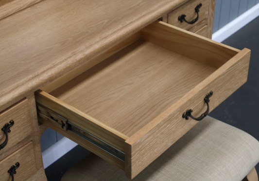 FAIRFAX SOLID RUSTIC OAK DRESSING TABLE & MIRROR NATURAL