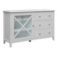 LUGANO HAMPTONS STYLE ACACIA DRESSER 4 DRAWERS/1 GLASS DOOR WHITE
