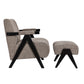 PELLERIN FABRIC ARMCHAIR & MATCHING STOOL FAWN