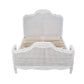 CLARENCE VINTAGE HAND CARVED OAK QUEEN BED LIGHTLY DISTRESSED WHITE