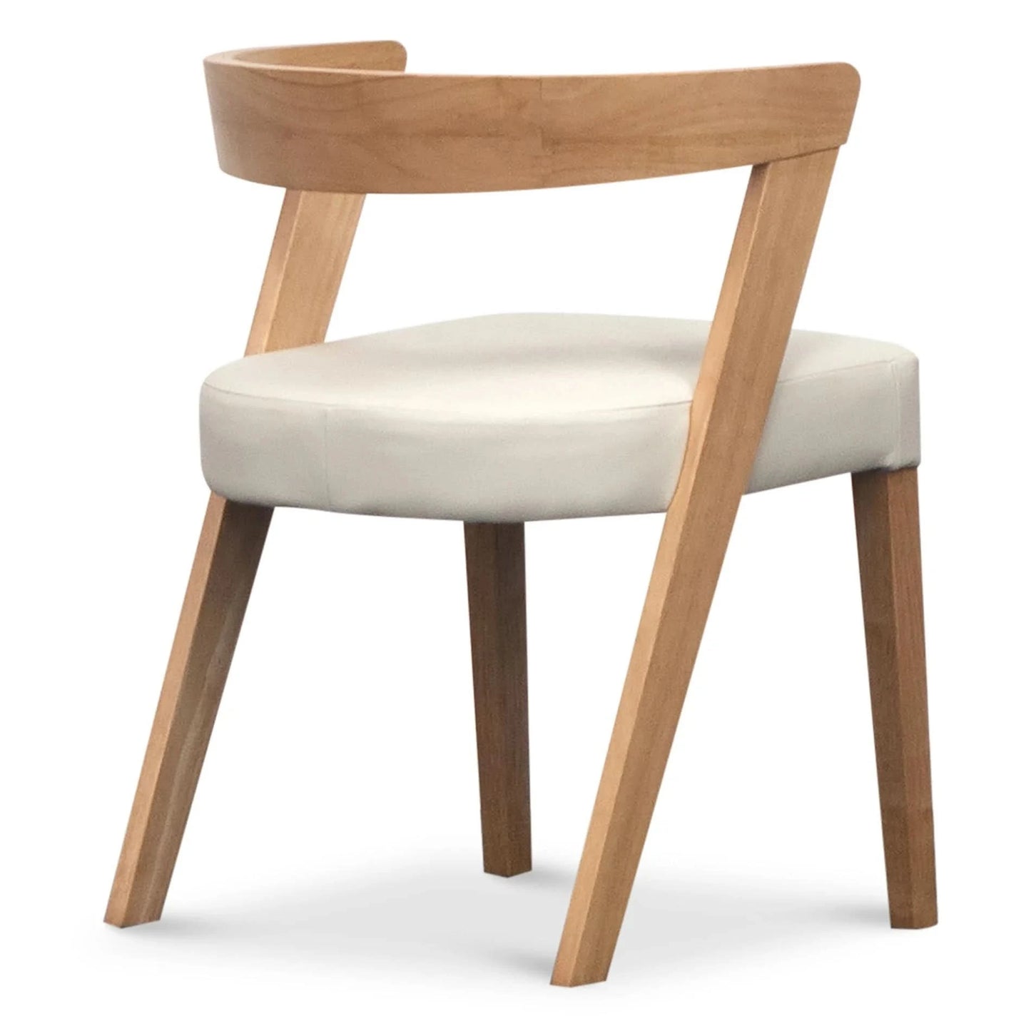 COSTA  SOLID RUBBERWOOD LEATHER DINING CHAIR NATURAL/FROST