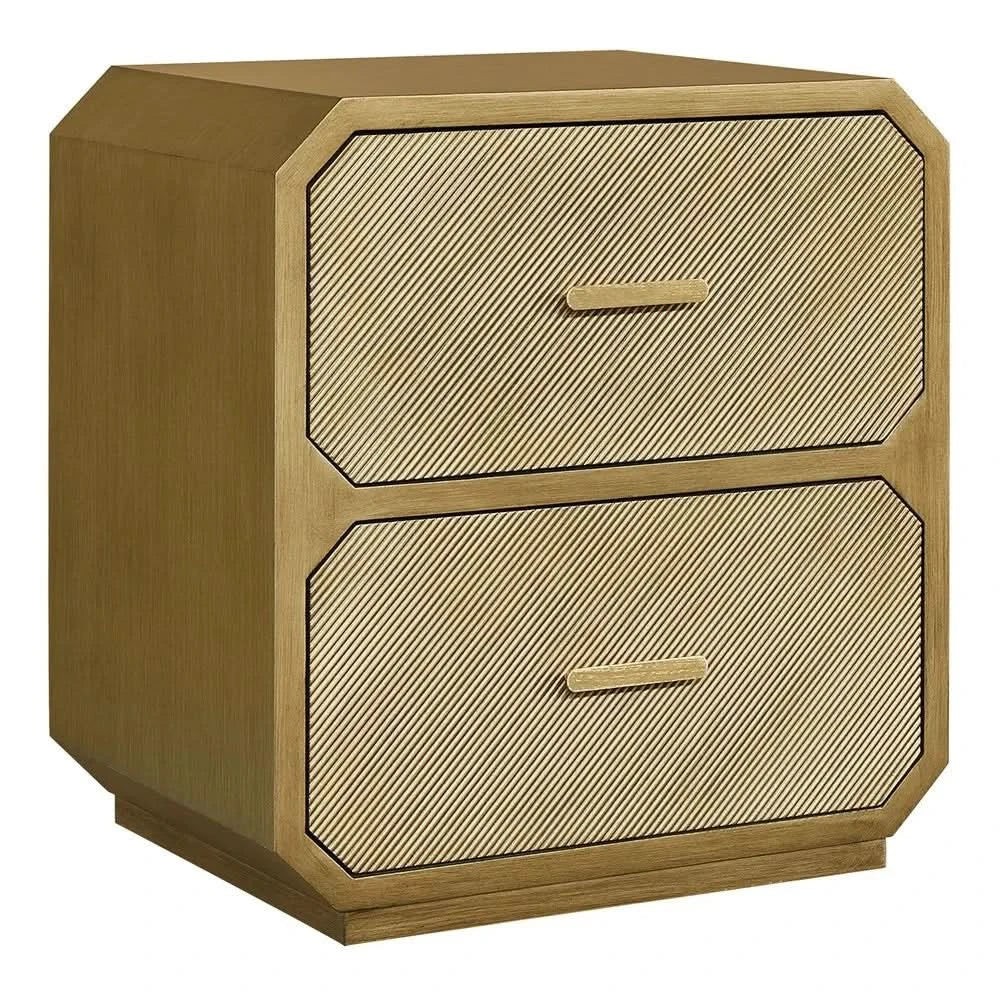 DELGARDO HAMPTON STYLE 2-DRAWER BEDSIDE TABLE ANTIQUE GOLD