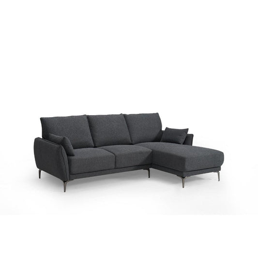 COLBERT FABRIC 2-SEATER SOFA LOUNGE WITH RHF CHAISE GREY - MyChocolateWood