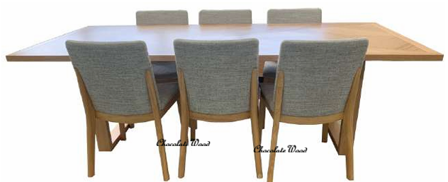 KIPLING 7 PIECE MESSMATE TIMBER ROUND DINING TABLE SET NATURAL/6 KIPLING DINING CHAIRS