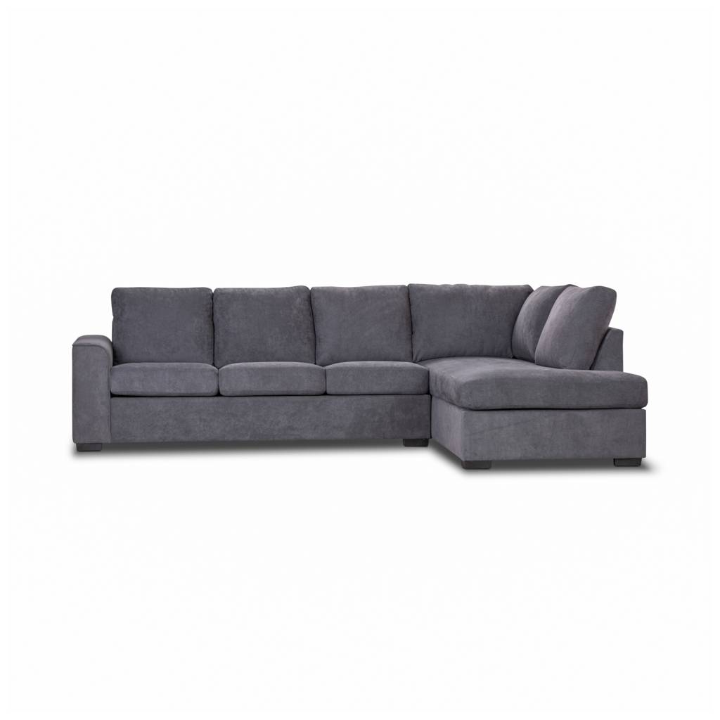 MARIGNY FABRIC 3-SEATER SOFA BED WITH RHF CHAISE DARK GREY (2 PIECES) - MyChocolateWood