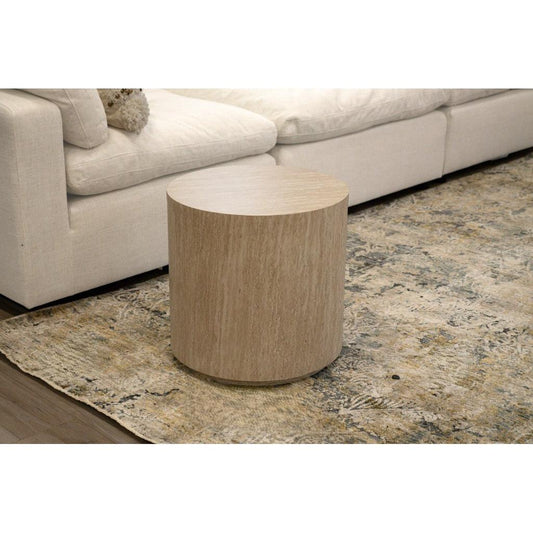 DERNA ROUND SIDE TABLE/LAMP TABLE  TRAVERTINE COLOUR