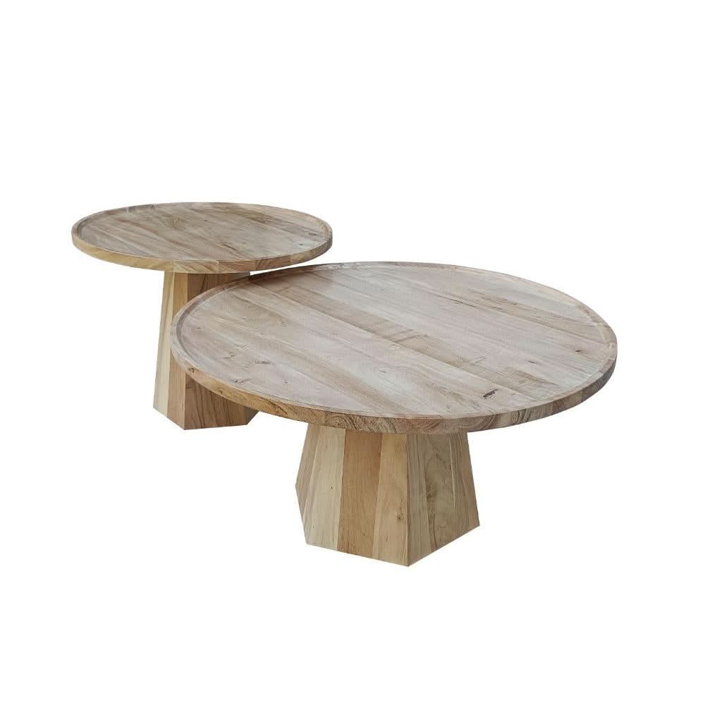 TORI SET OF 2 COFFEE TABLES  ACACIA WOOD TOPS AND LEGS