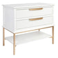 MORETTI 2-DRAWER BEDSIDE TABLE SATIN WHITE/GOLD LARGE