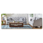 VENIER 2 SEATER FABRIC QUILTED & STUDDED SOFA LATTE