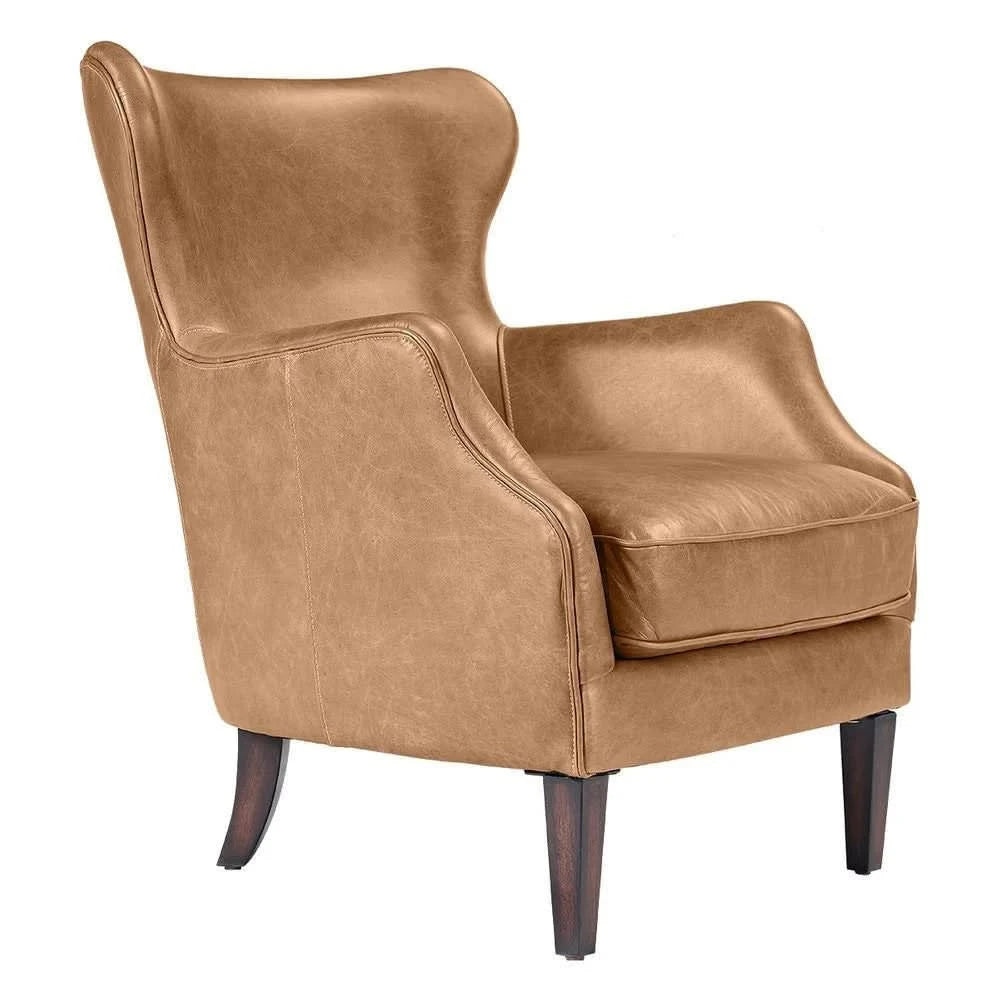 ANSEL LIGHT BROWN ARMCHAIR TOP GRAIN COW LEATHER