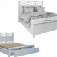 LUGANO HAMPTONS STYLE ACACIA 4 PIECE BEDROOM SUITE: 2-DRAWER DOUBLE BED 1 GLASS DOOR TALLBOY  2 BEDSIDE TABLES