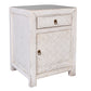MAYLEEN PAIR OF RECLAIMED TIMBER BEDSIDE TABLES 1 DRAWER 1 DOOR WHITE