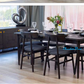 MEDRANO OAK 7 PIECE DINING SET SANDBLASTED BLACK 180CM DINING TABLE + 6 MEDRANO FABRIC SEAT DINING CHAIRS