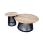 MILAN SET OF 2 COFFEE TABLES NATURAL TOPS WITH BLACK METAL LEGS