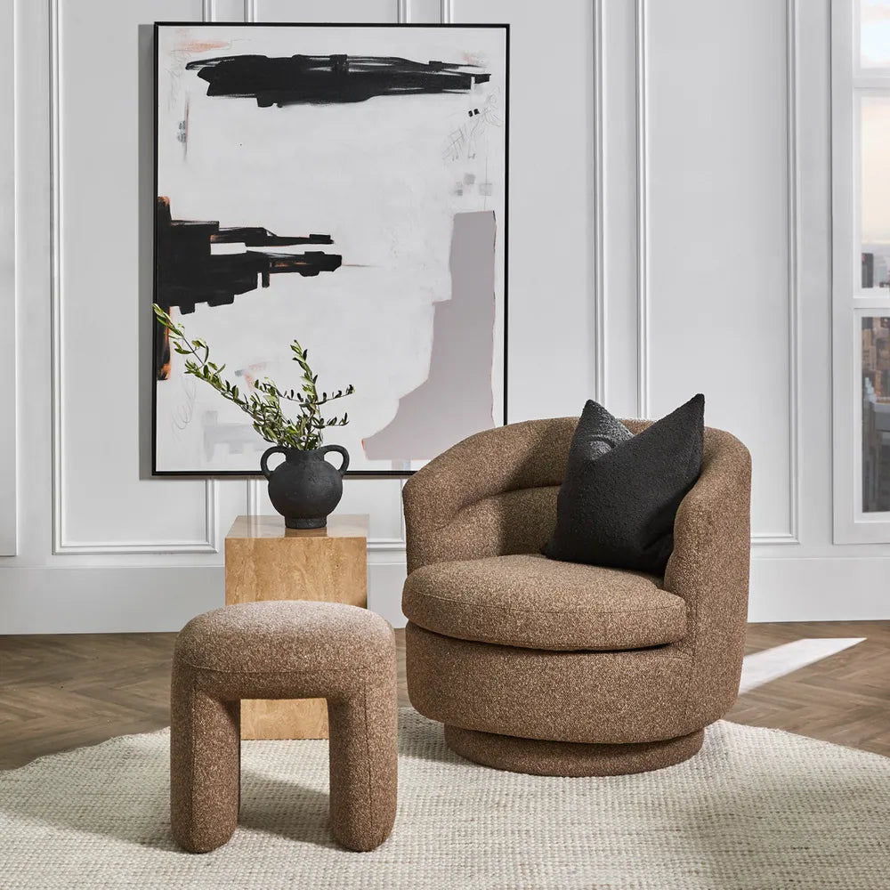 BRYNN BOUCLE SWIVEL ARMCHAIR COCOA