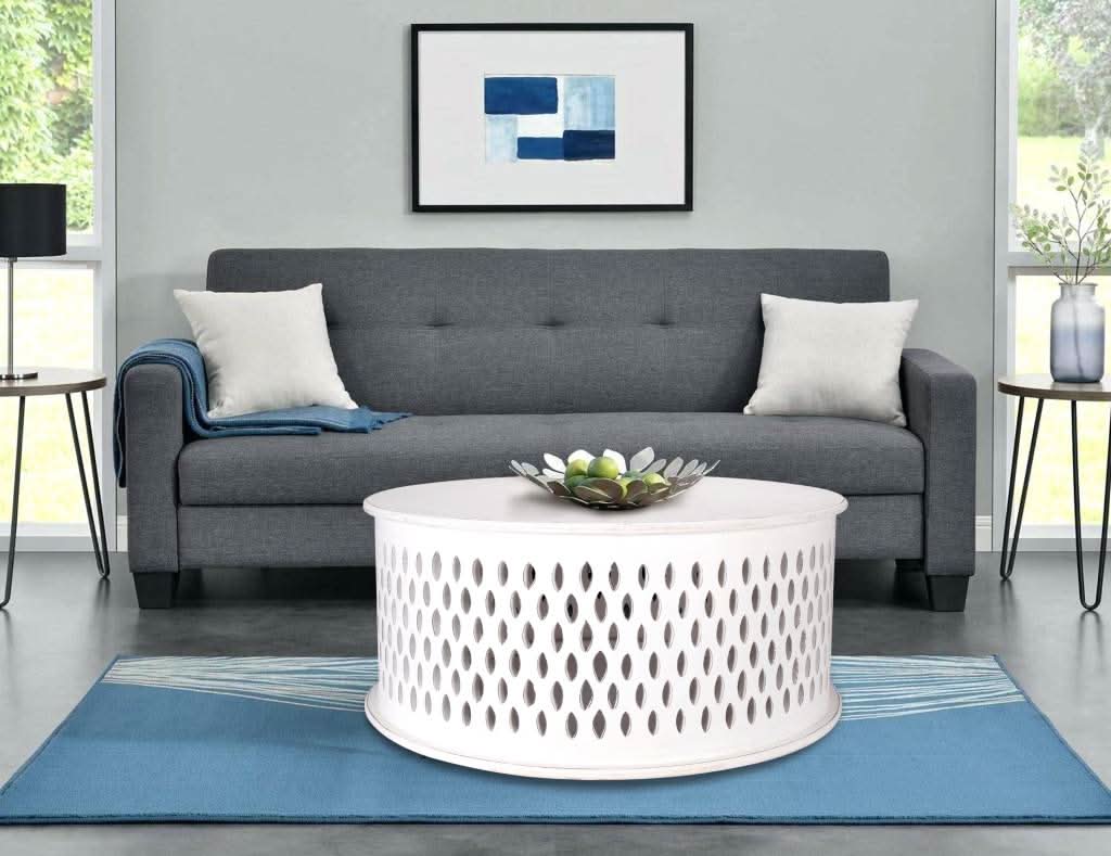 MELODIA ROUND WOODEN COFFEE TABLE - INDOOR/OUTDOOR DISTRESSED