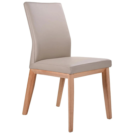 OAKLEY LEATHER DINING CHAIR LIGHT MOCHA/NATURAL