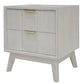 NOVAK SOLID ACACIA  2-DRAWER BEDSIDE TABLE WHITEWASHED