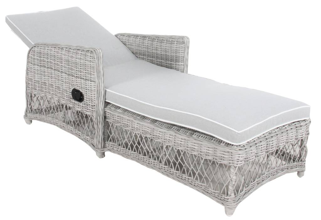 SWOOZIE  OUTDOOR HAMPTON GREY SUN-LOUNGE SUNBED WICKER & FABRIC
